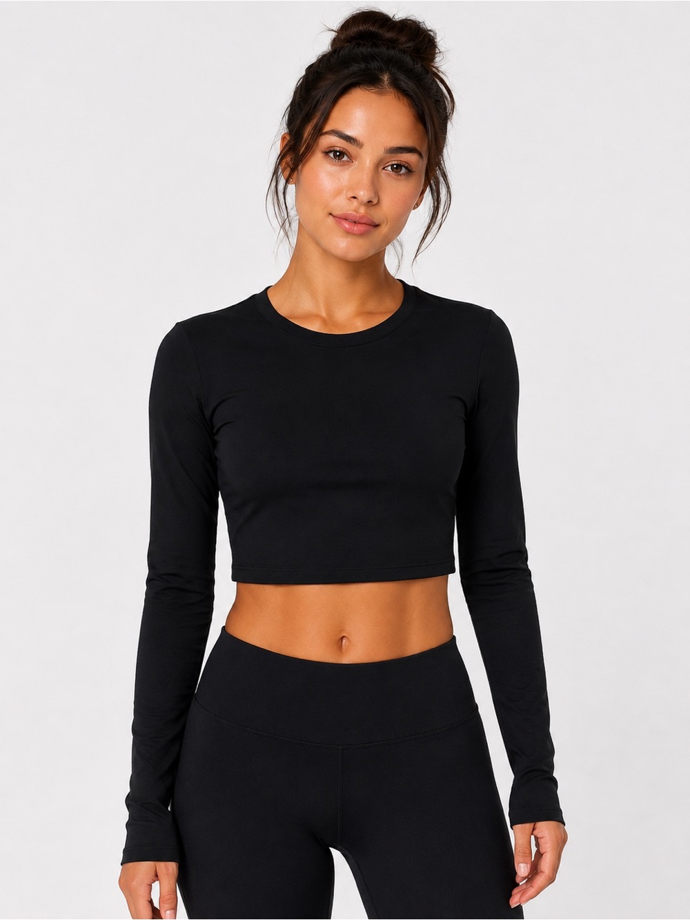 Alo Yoga Crop Top Women’s Size XS Black Long Sleeve Stretch Activewear Workout